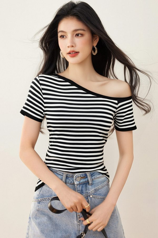 Summer spicegirl sloping shoulder bottoming shirt
